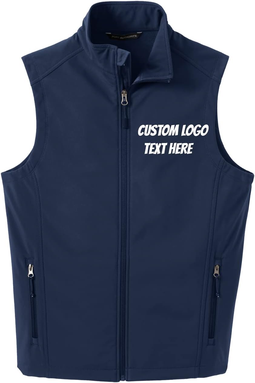 Men Custom Embroidery Design Your Own Logo Text Soft Shell Vests
