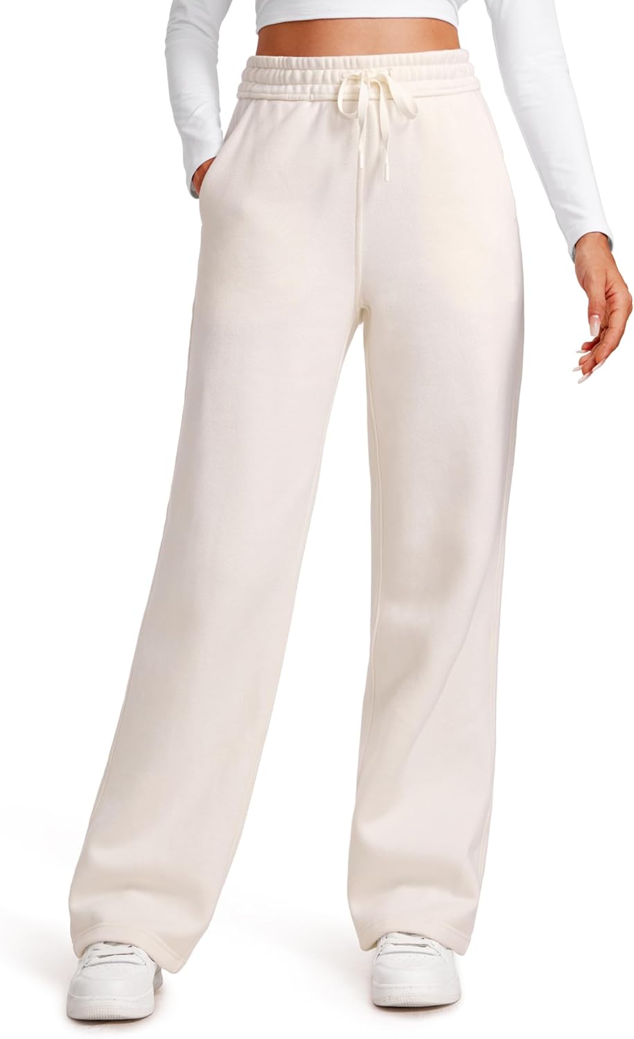 Cotton Lined Sweatpants Women 30" Straight Leg Casual Lounge Sweat Pants for Women